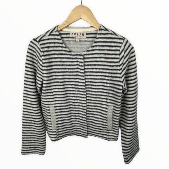 Anthropologie Dolan Striped Moto Jacket Zipper Black White Size XS Minimalist - Picture 3 of 12